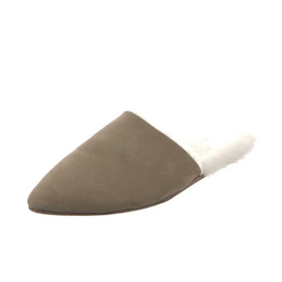 JENNI KAYNE Shearling-Lined Pointed Mule Size US-5 IT-35 in Laurel Green - Picture 7 of 8